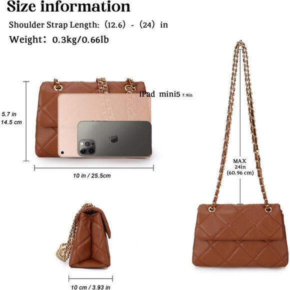 Gladdon Women's Brown Small Ladies Trendy Clutch Purses Cute Designer Hand-Bag - Picture 2 of 6